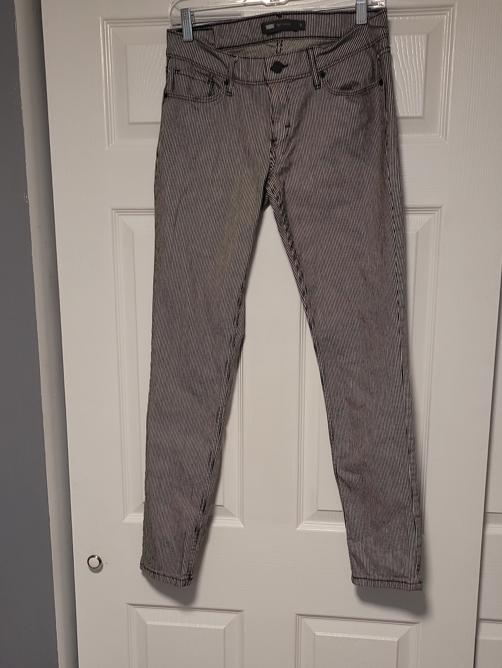 Levi's 524 Skinny Pinstripe Jeans - Black & White